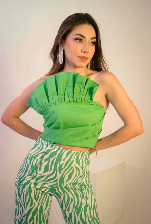 Croptop De Abanico Verde.