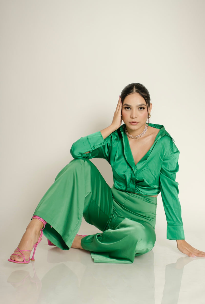 Pantalon Satinado Verde Sastre