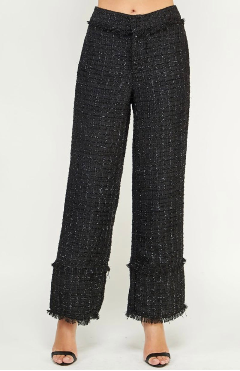 Pantalon Ancho Tweed Negro