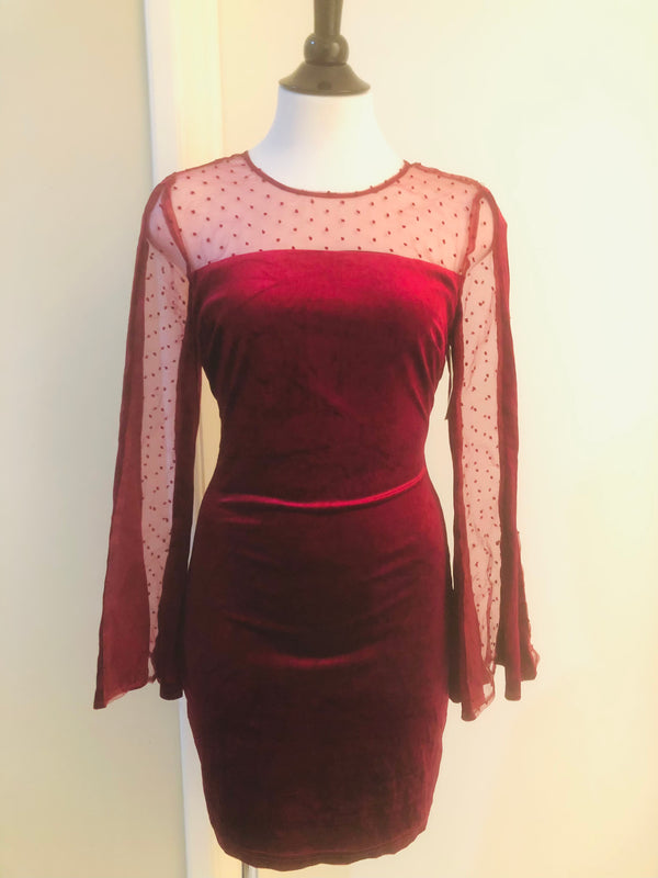 Vestido Tipo Velvet Tinto