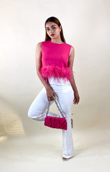 Blusa Con Plumas Color Rosa