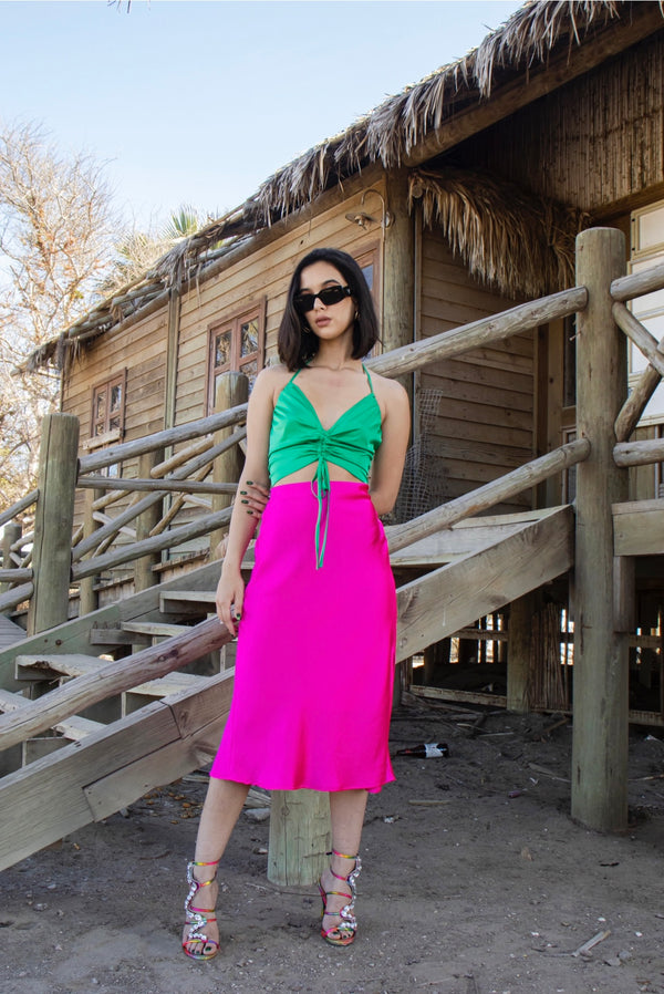 Falda Midi Satinada Fiusa