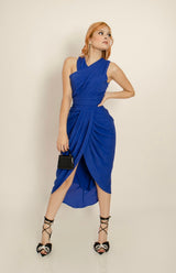 Vestido Asimetico Midi Azul