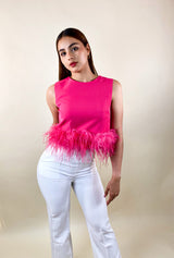 Blusa Con Plumas Color Rosa