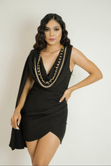 Vestido Negro Con Cadenas