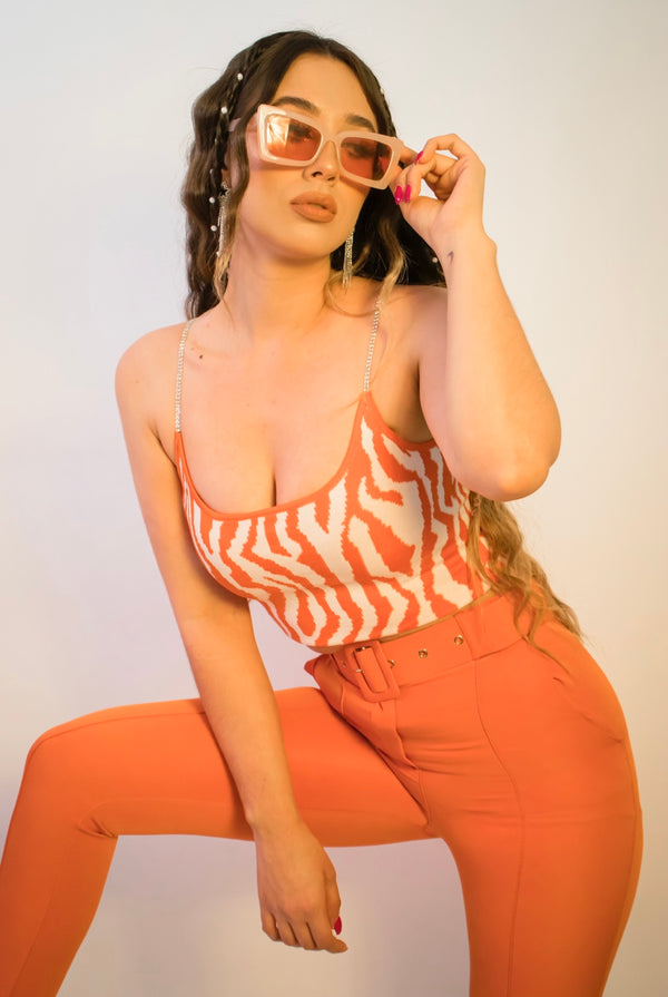 CropTop Naranja Print Cebra