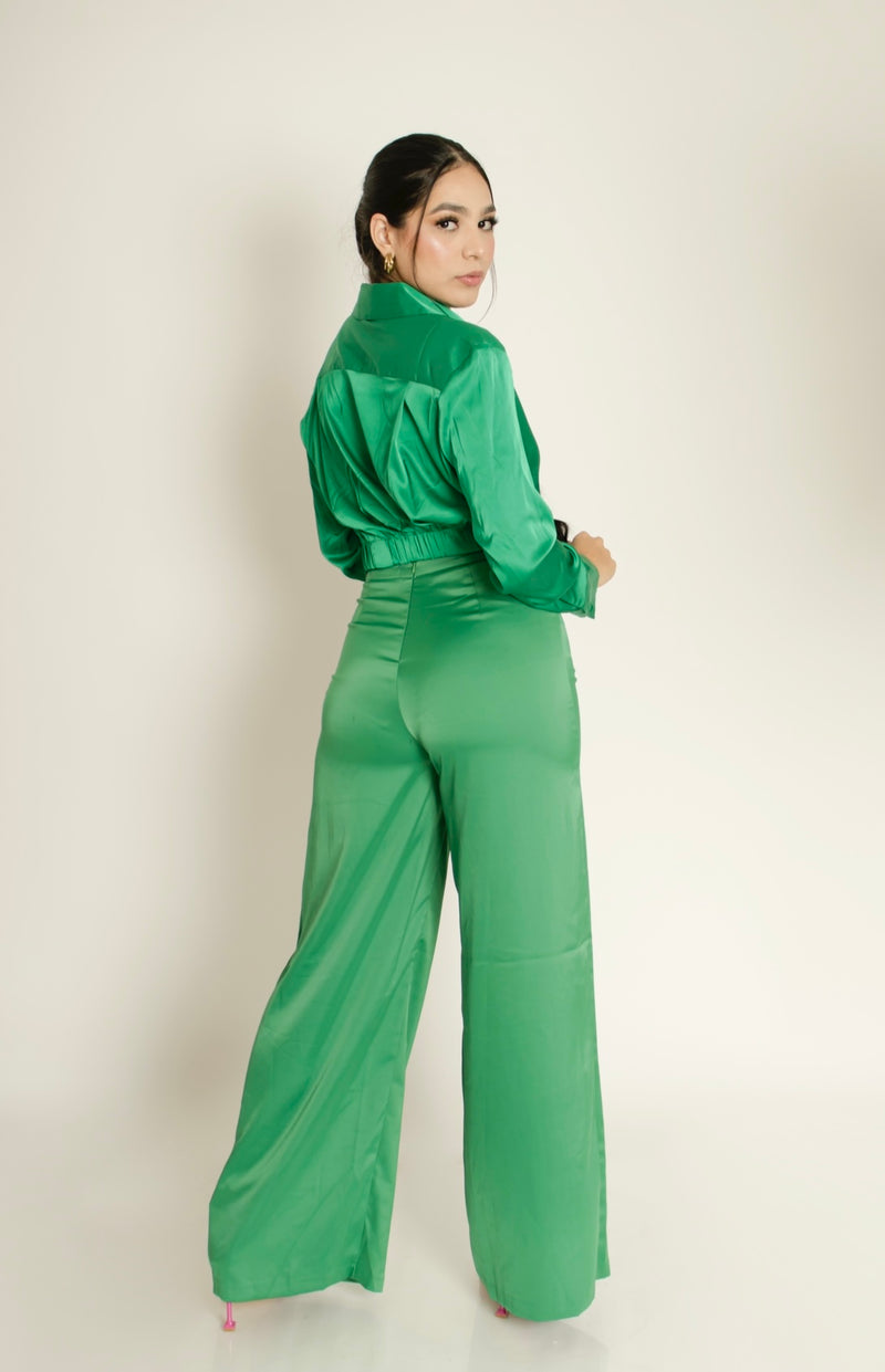 Pantalon Satinado Verde Sastre